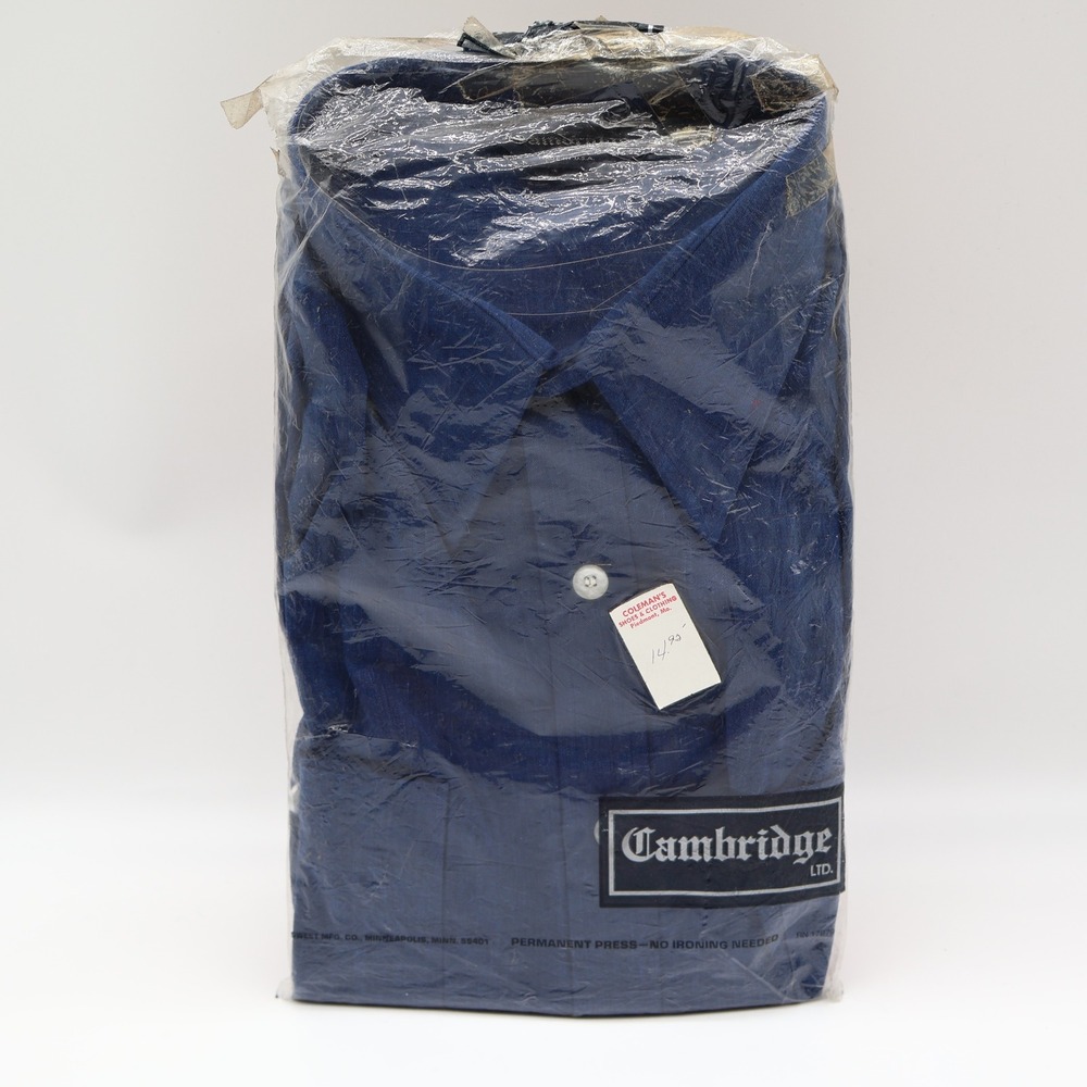 Cambridge Ltd Shirt Mens 14.5 Vintage Blue Permanent Press Deadstock USA Made